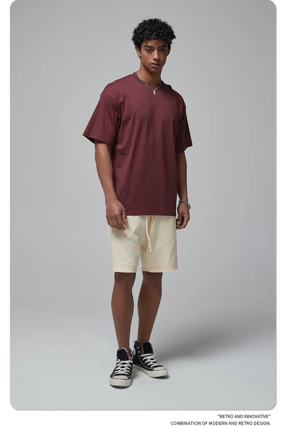 190g Cotton Loose Oversize Men T-Shirt Green — feature 21