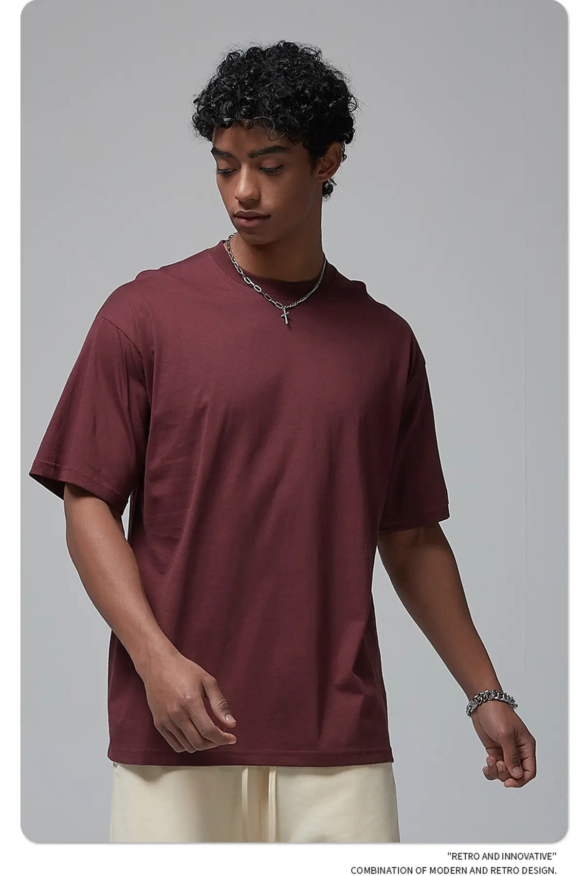 190g Cotton Loose Oversize Men T-Shirt Green — feature 23