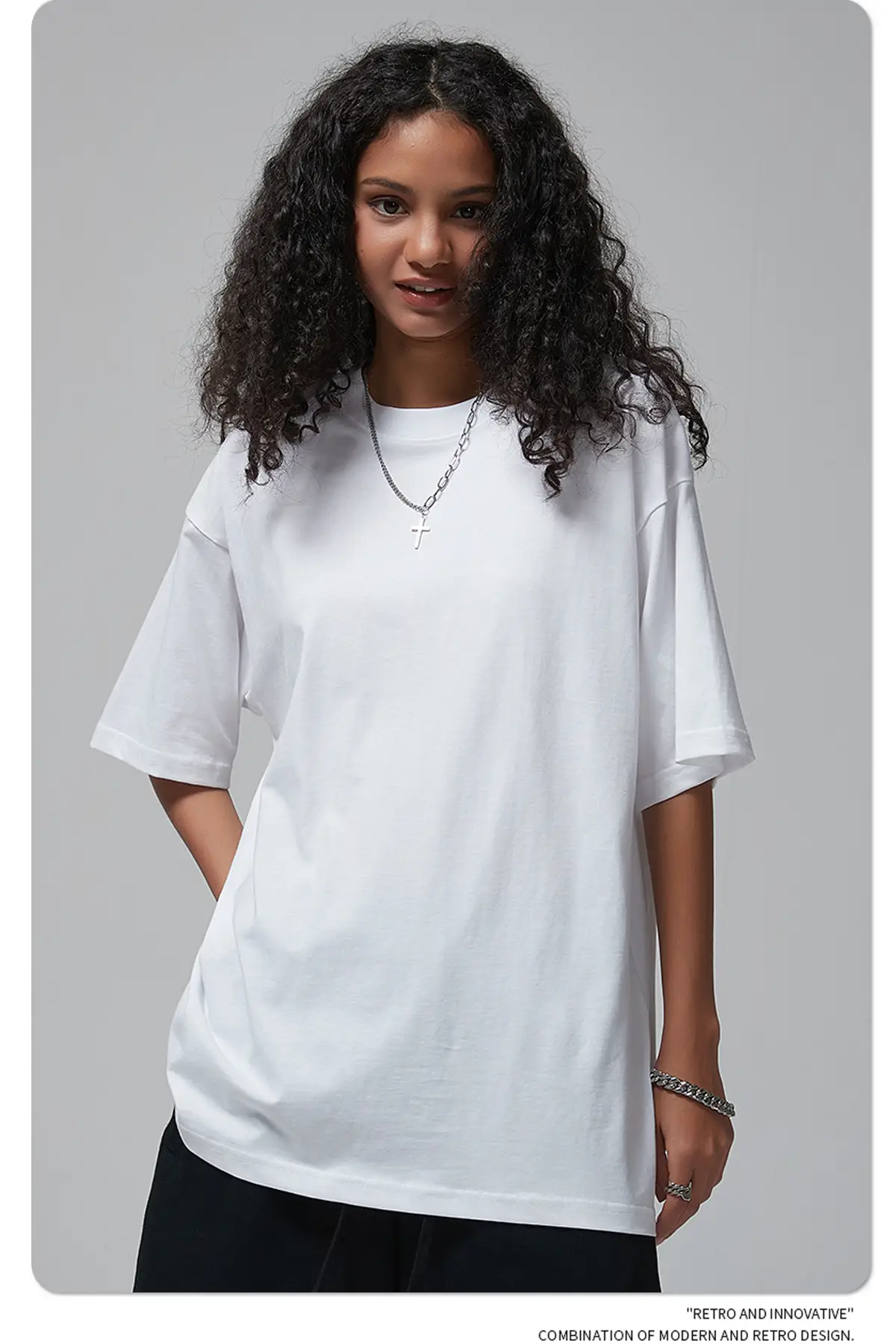 190g Cotton Loose Oversize Men T-Shirt Green — feature 26
