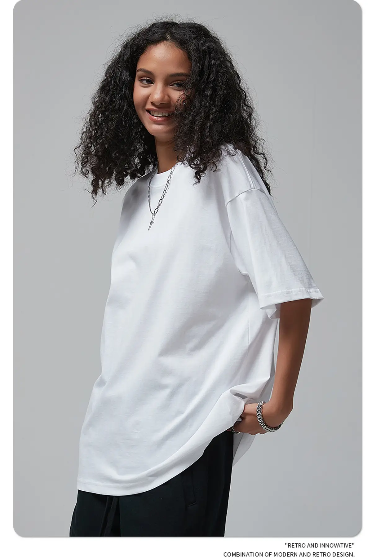 190g Cotton Loose Oversize Men T-Shirt Green — feature 27