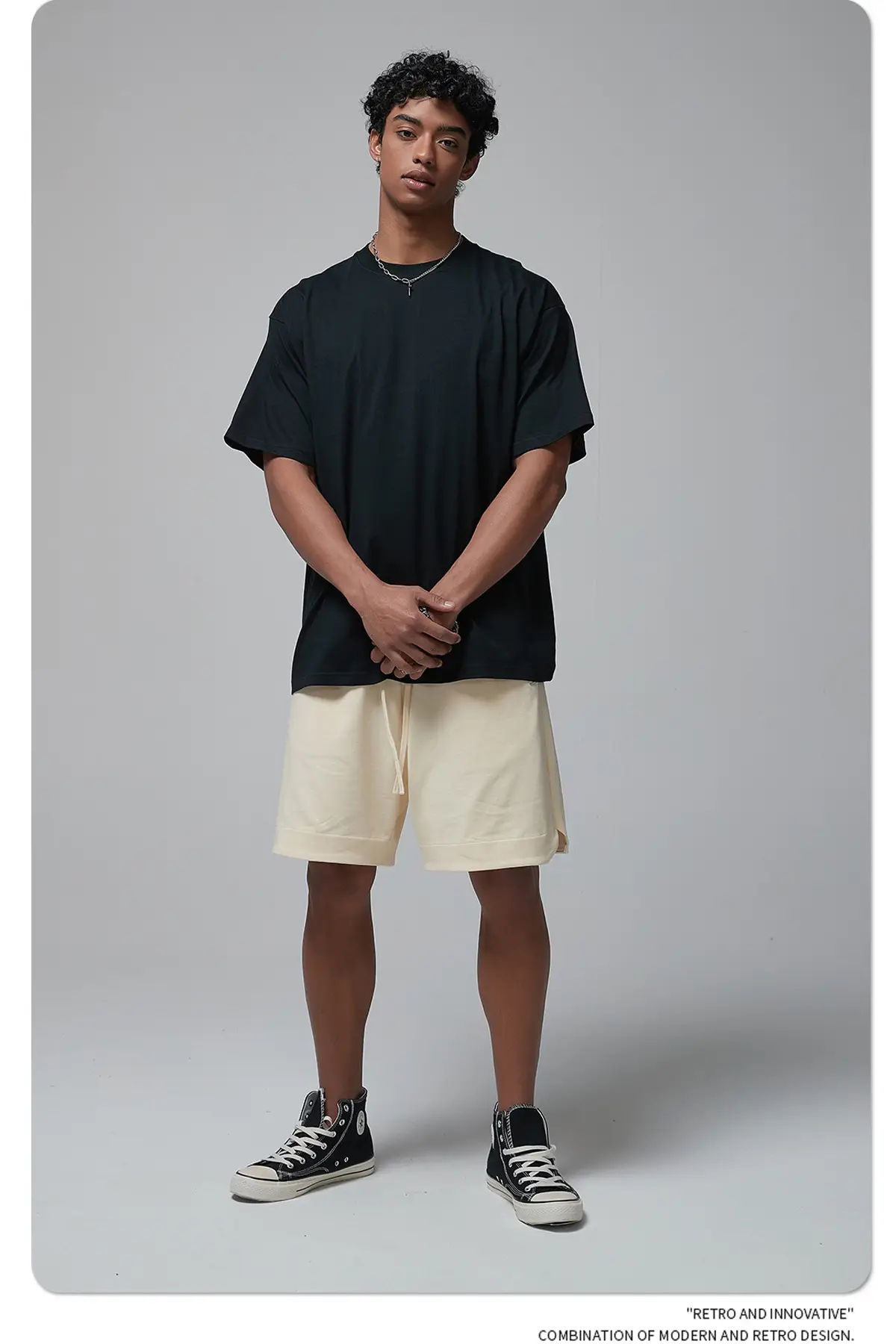 190g Cotton Loose Oversize Men T-Shirt Green — feature 32
