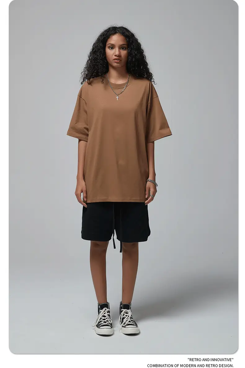 190g Cotton Loose Oversize Men T-Shirt Green — feature 35