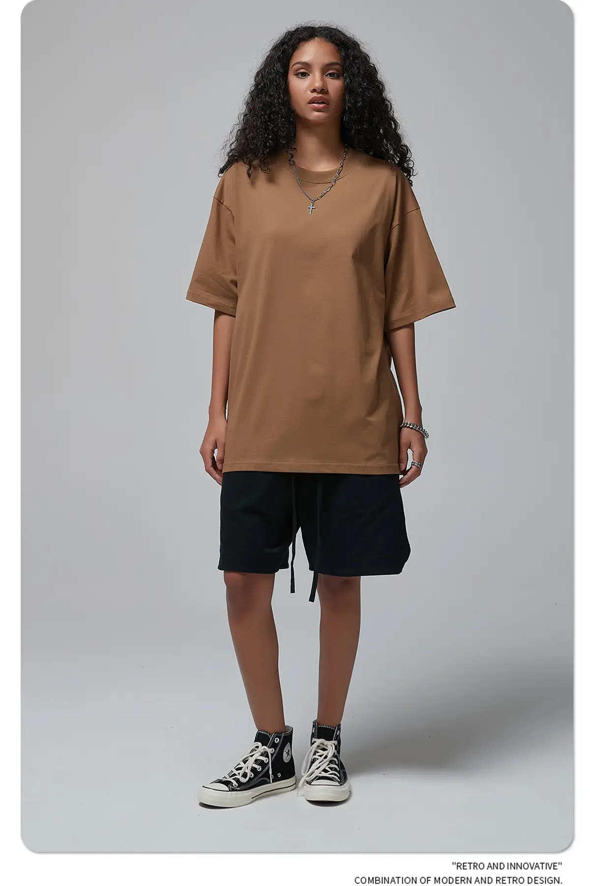 190g Cotton Loose Oversize Men T-Shirt Green — feature 36