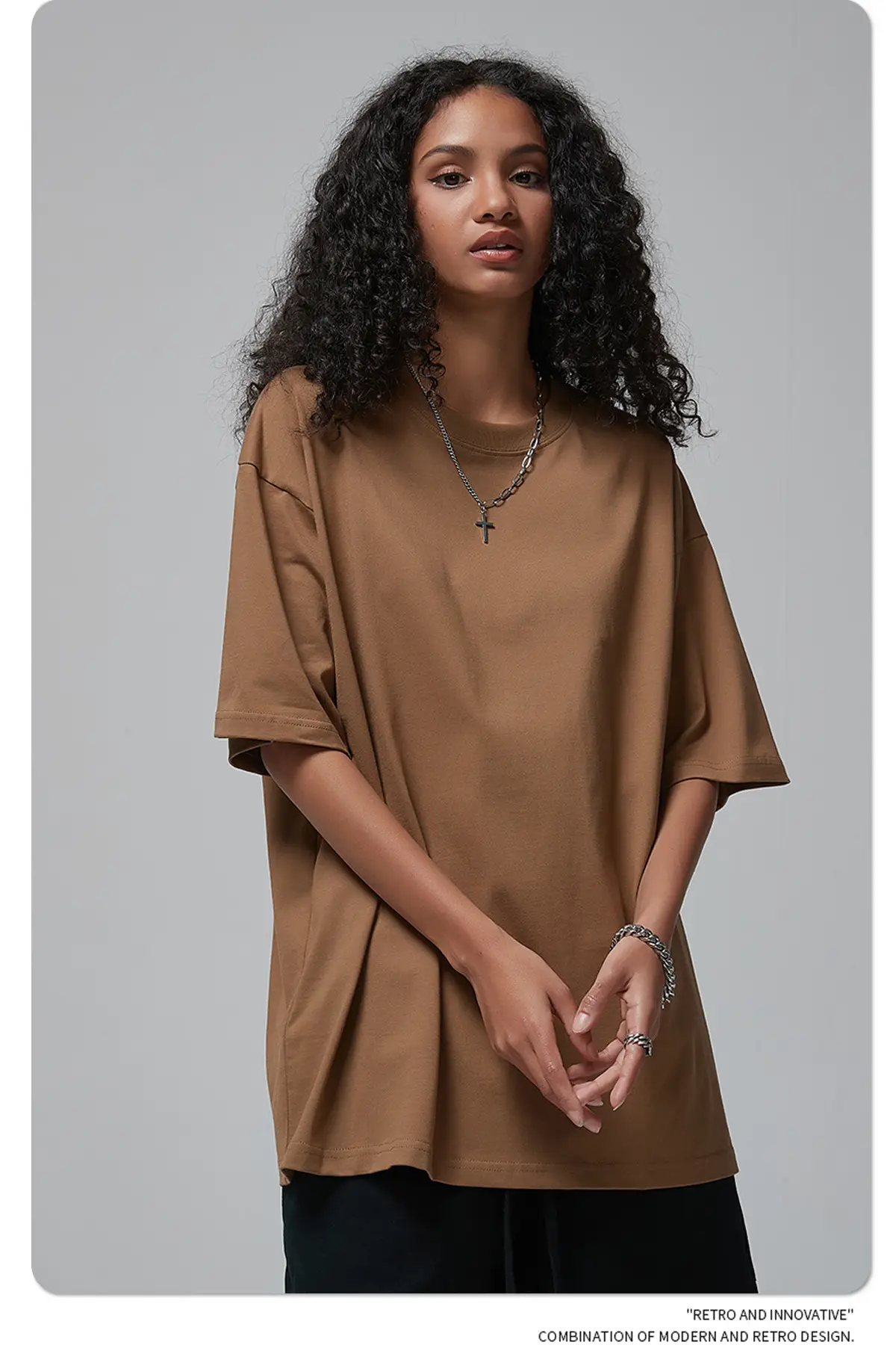 190g Cotton Loose Oversize Men T-Shirt Green — feature 37