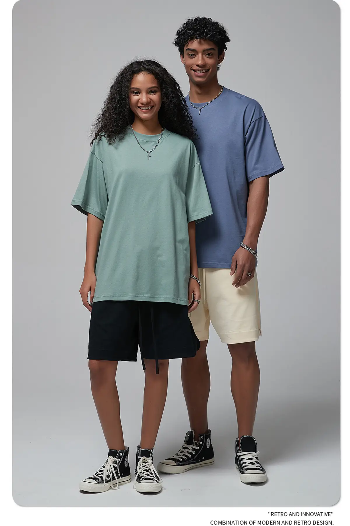 190g Cotton Loose Oversize Men T-Shirt Green — feature 39