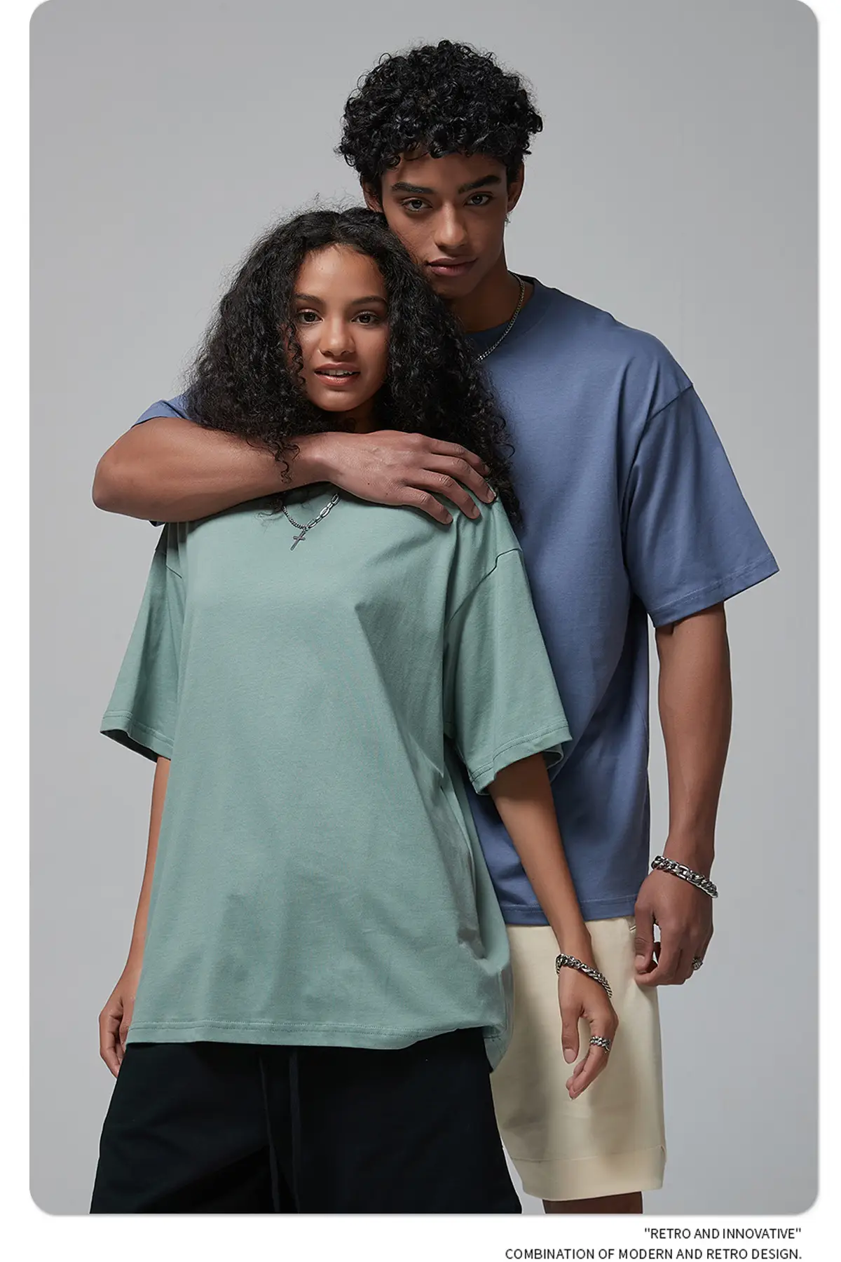 190g Cotton Loose Oversize Men T-Shirt Green — feature 40