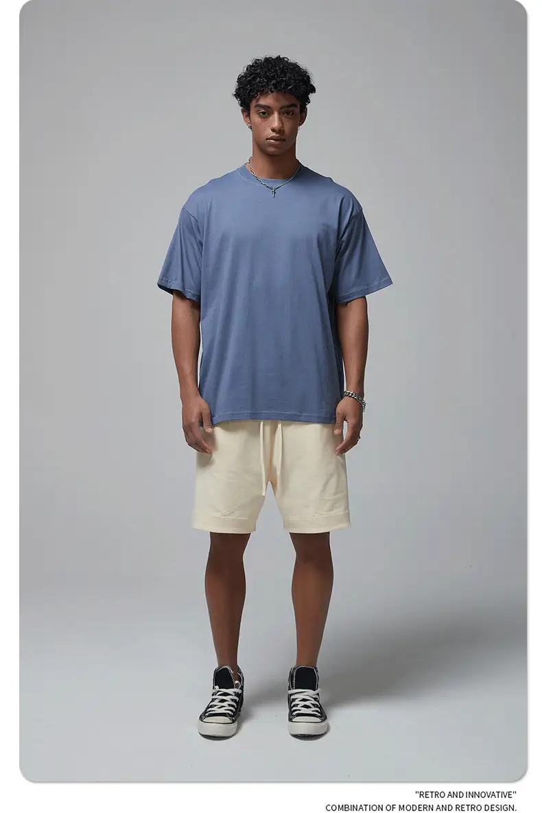 190g Cotton Loose Oversize Men T-Shirt Green — feature 42