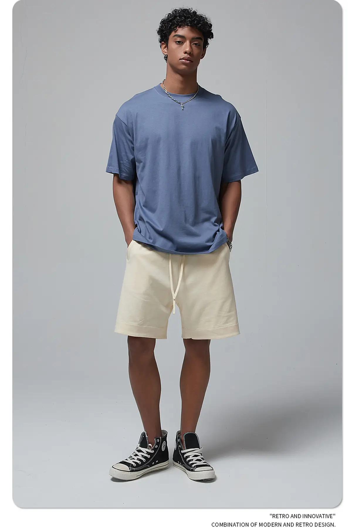 190g Cotton Loose Oversize Men T-Shirt Green — feature 43