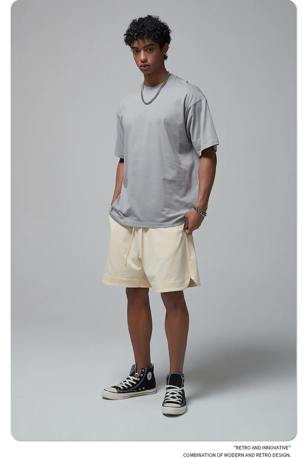 190g Cotton Loose Oversize Men T-Shirt Green — feature 54