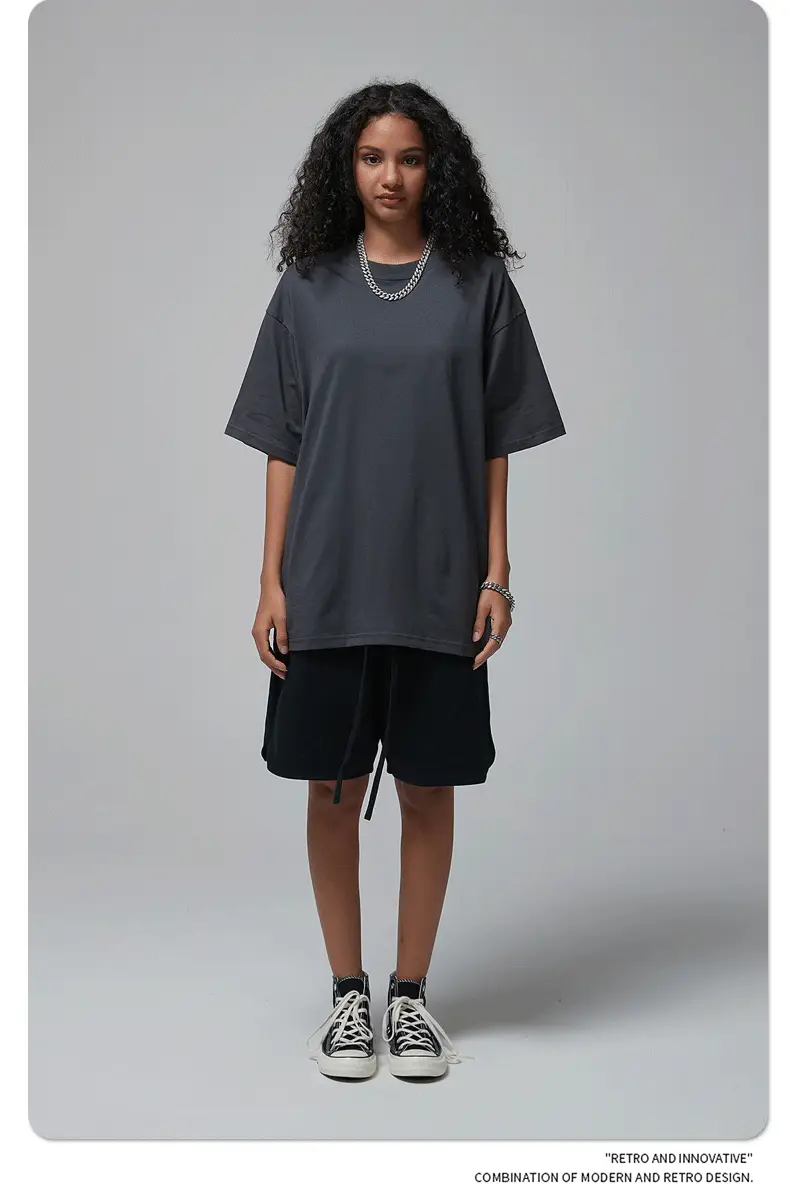 190g Cotton Loose Oversize Men T-Shirt Green — feature 57
