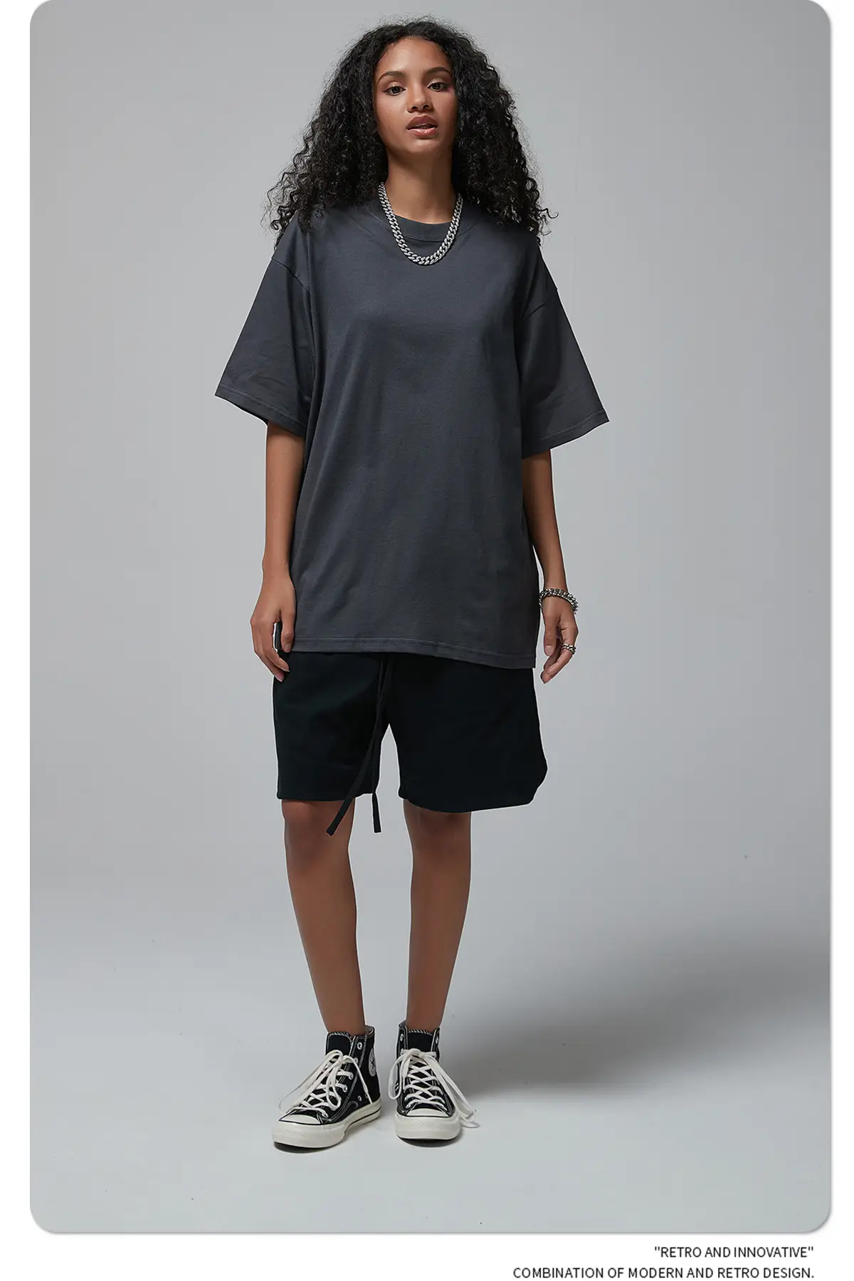 190g Cotton Loose Oversize Men T-Shirt Green — feature 58
