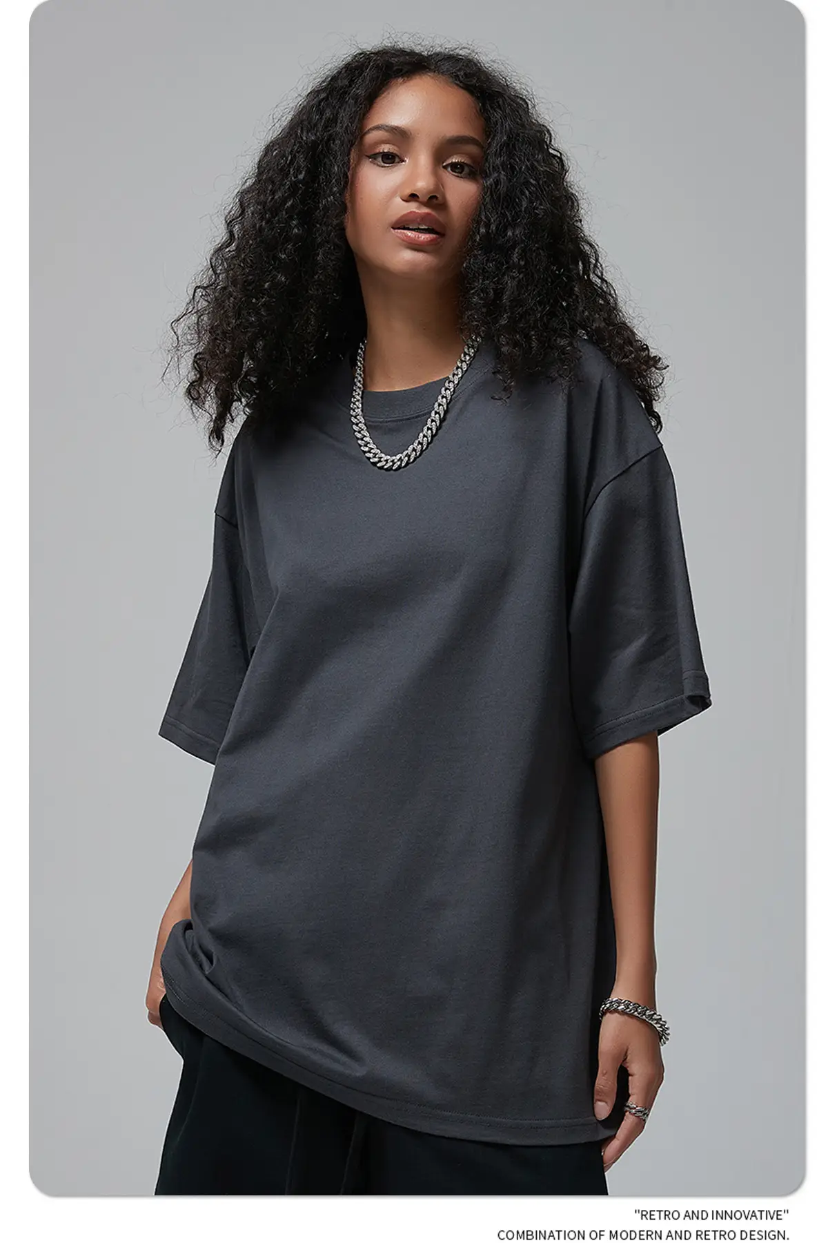 190g Cotton Loose Oversize Men T-Shirt Green — feature 59
