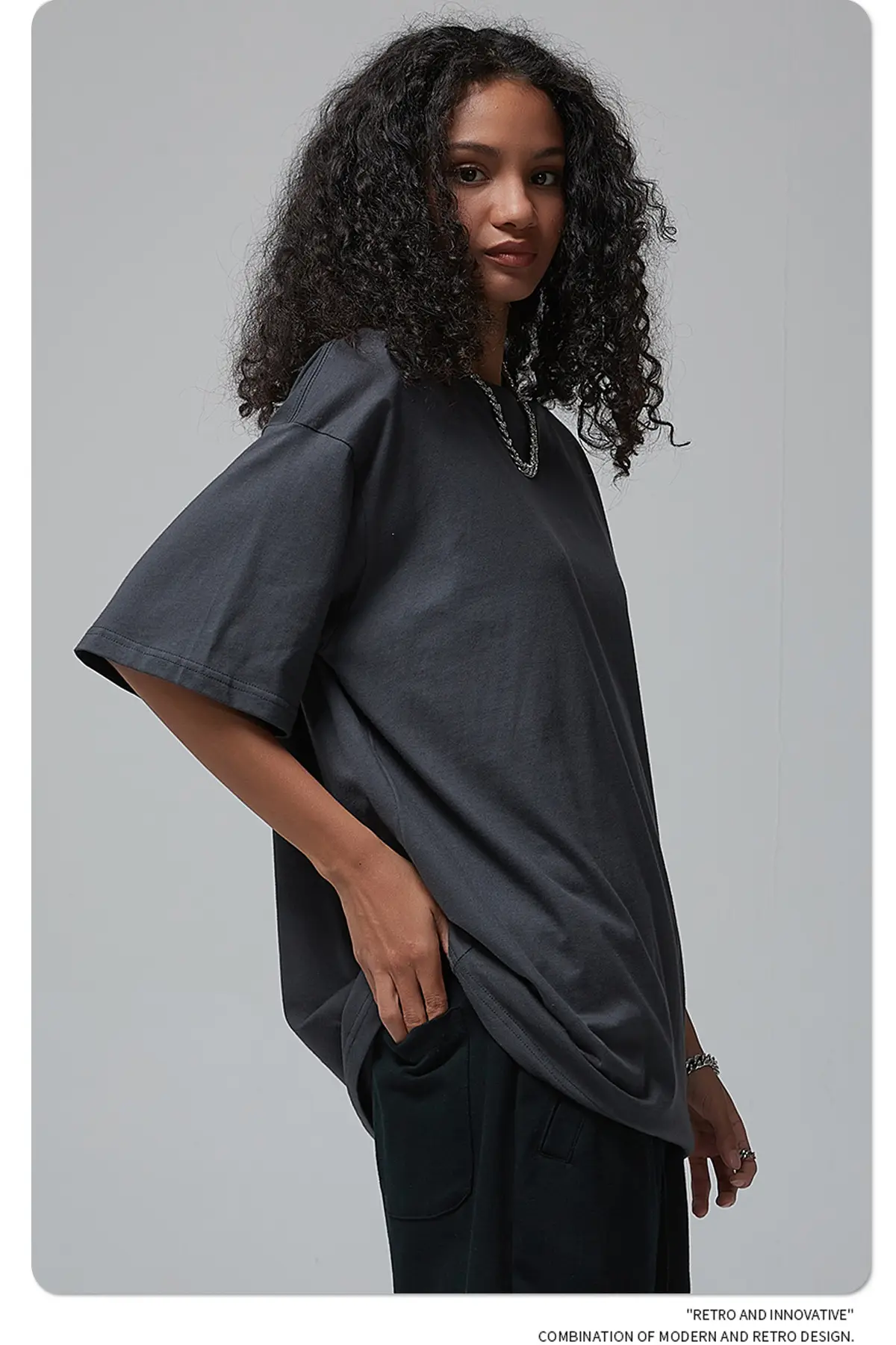 190g Cotton Loose Oversize Men T-Shirt Green — feature 60