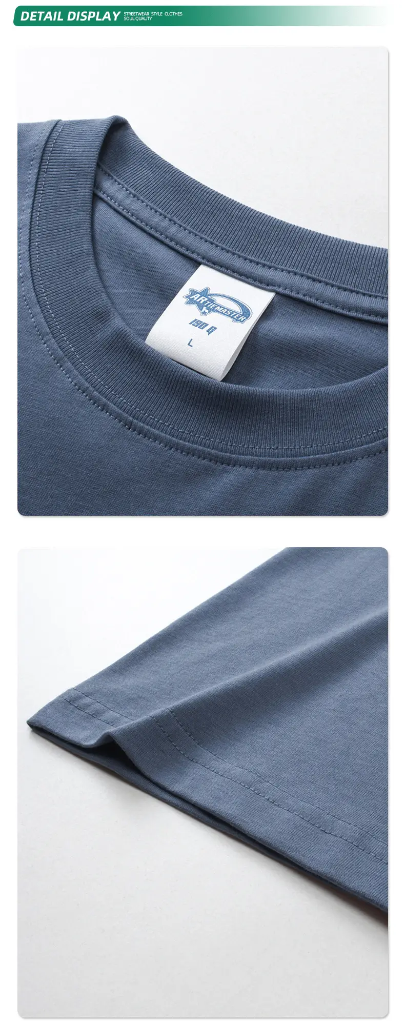 190g Cotton Loose Oversize Men T-Shirt Green — feature 64