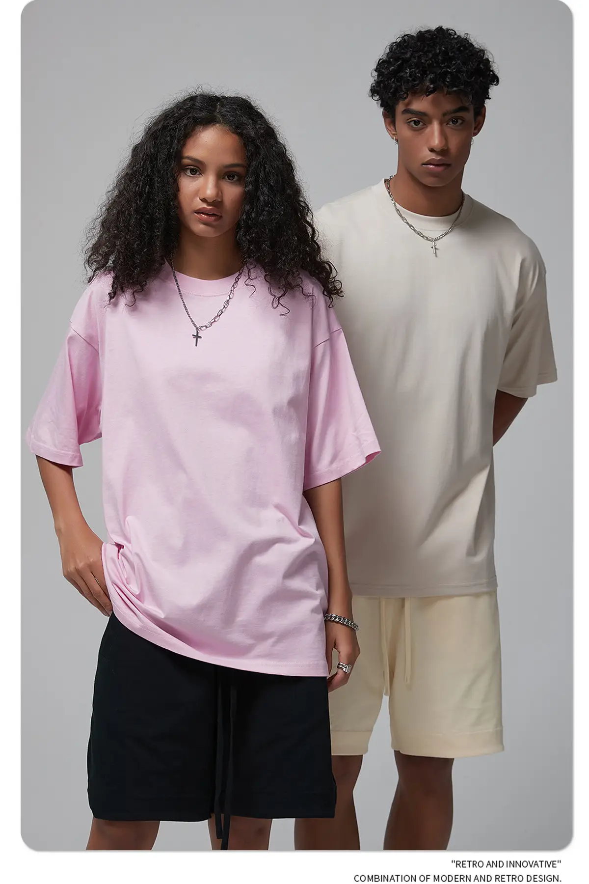 190g Cotton Loose Oversize Men T-Shirt Green — feature 7