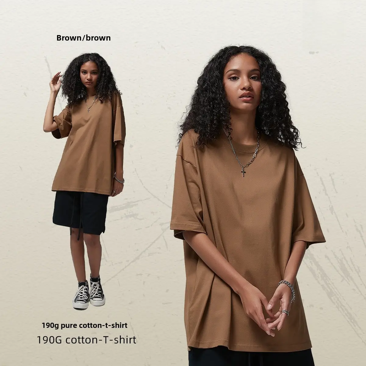 190g Cotton Loose Oversize Men T-Shirt Green
