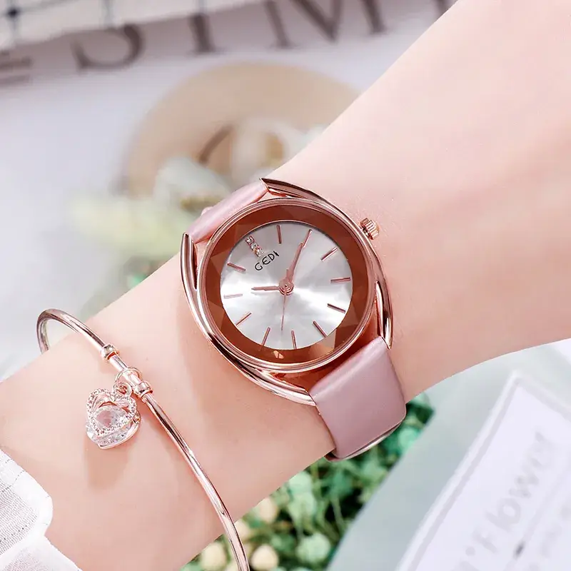 Women's Green Quartz Watch with Rose Gold Dial - Image 6