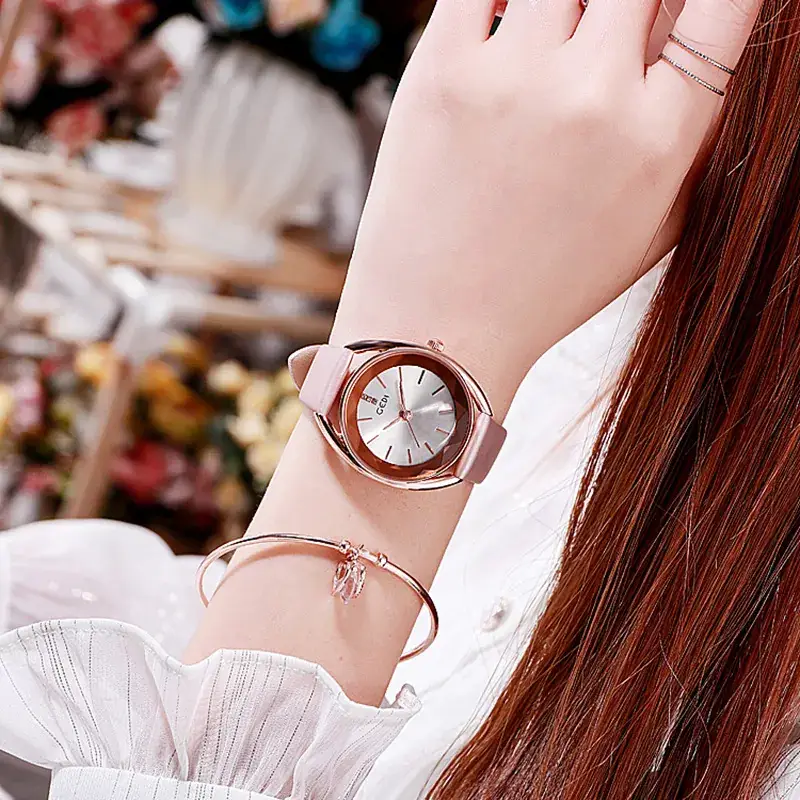 Women's Green Quartz Watch with Rose Gold Dial - Image 7