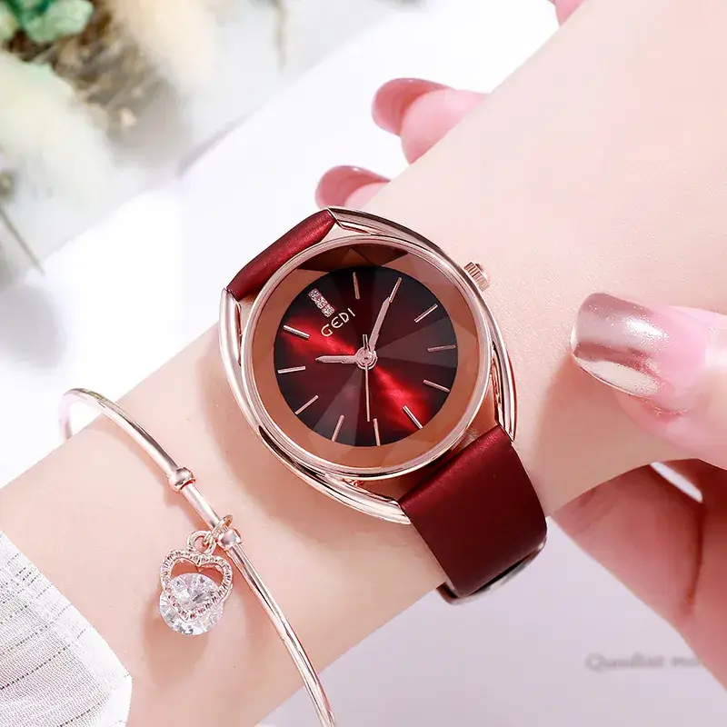 Women's Green Quartz Watch with Rose Gold Dial - Image 3