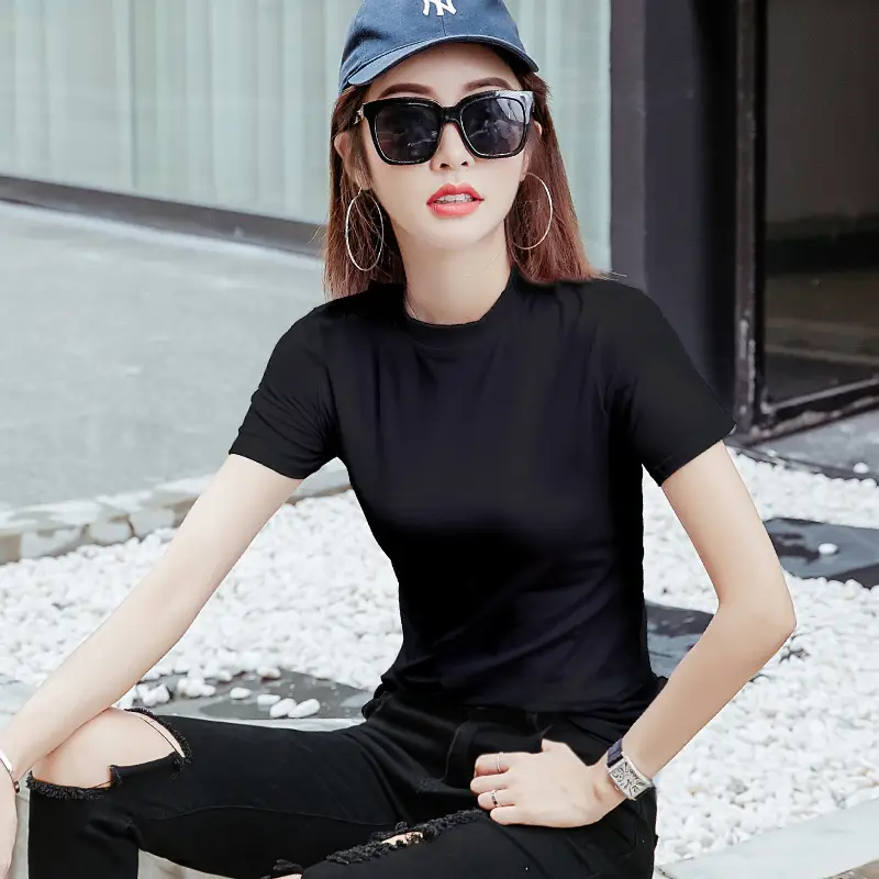 Black Cotton Crop Top for Women Slim Fit Casual Wear - Image 8