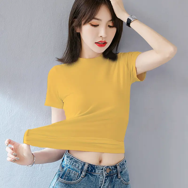 Black Cotton Crop Top for Women Slim Fit Casual Wear - Image 3