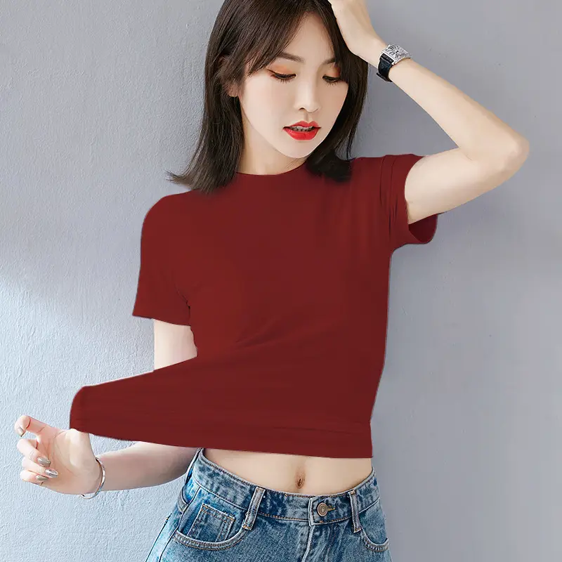 Black Cotton Crop Top for Women Slim Fit Casual Wear - Image 5