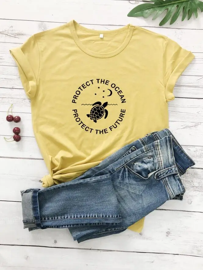 T-shirt with turtle print, yellow, casual wear