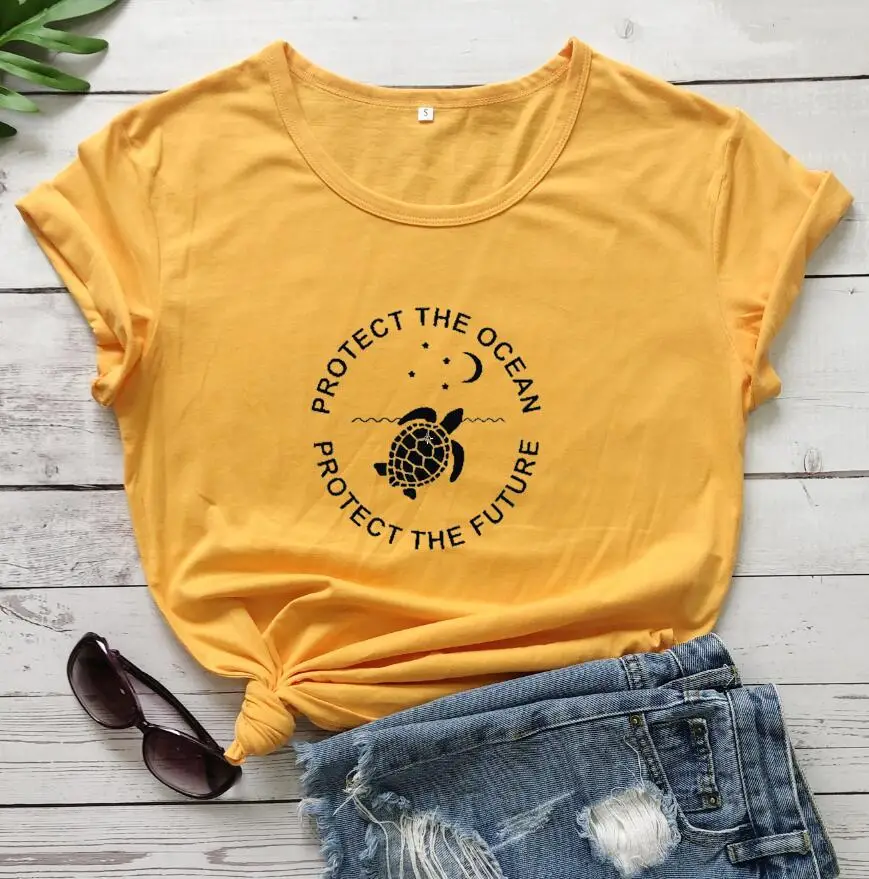 T-shirt with turtle print, yellow, casual wear