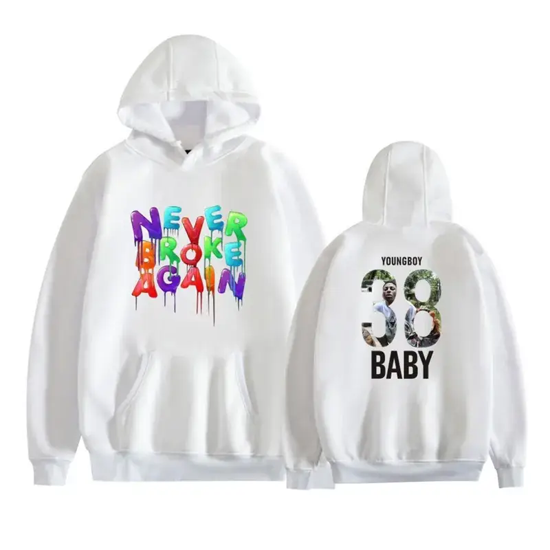White Never Broke Again Hooded Sweatshirt