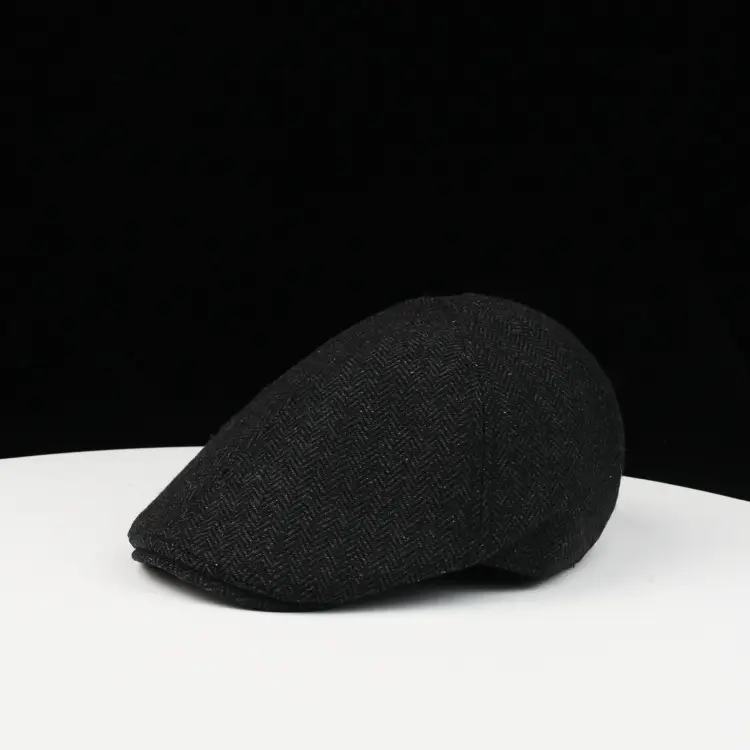 Men's Black Retro Newsboy Cap Winter Outdoor - Image 3