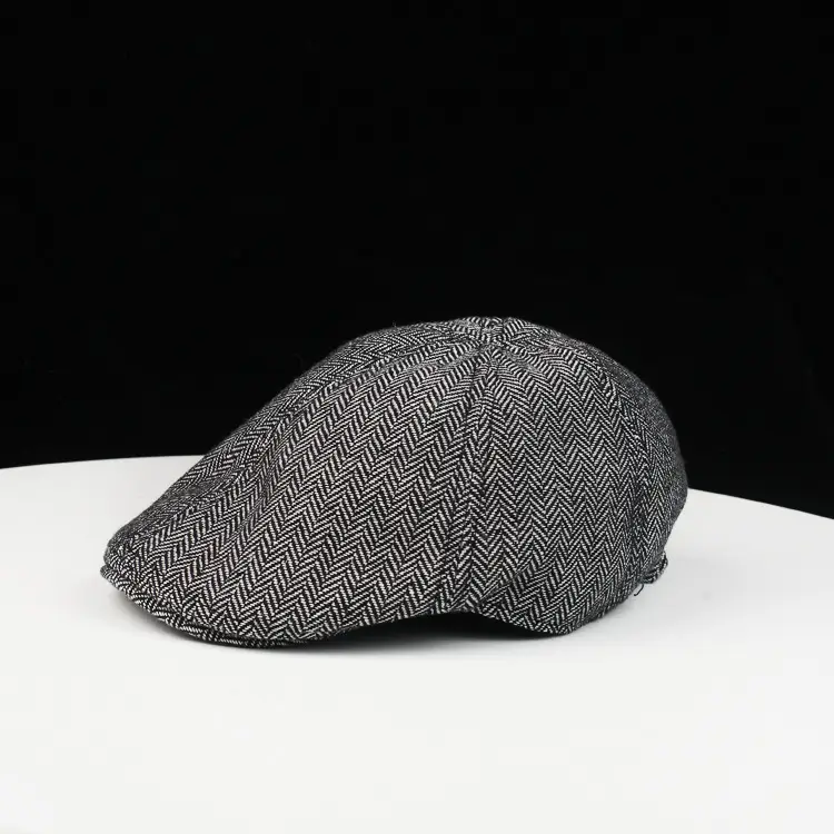 Men's Black Retro Newsboy Cap Winter Outdoor — feature 1