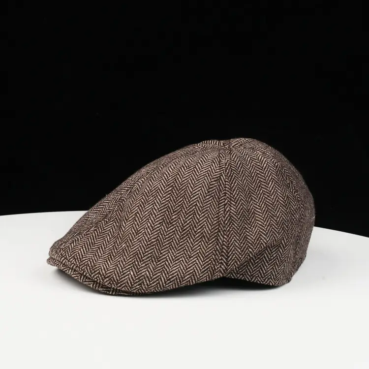Men's Black Retro Newsboy Cap Winter Outdoor — feature 2