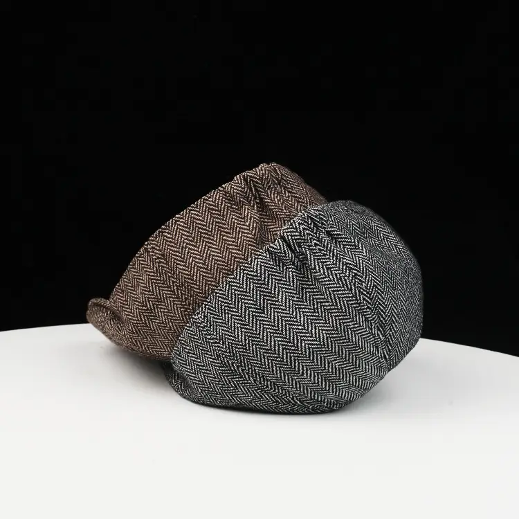 Men's Black Retro Newsboy Cap Winter Outdoor — feature 3