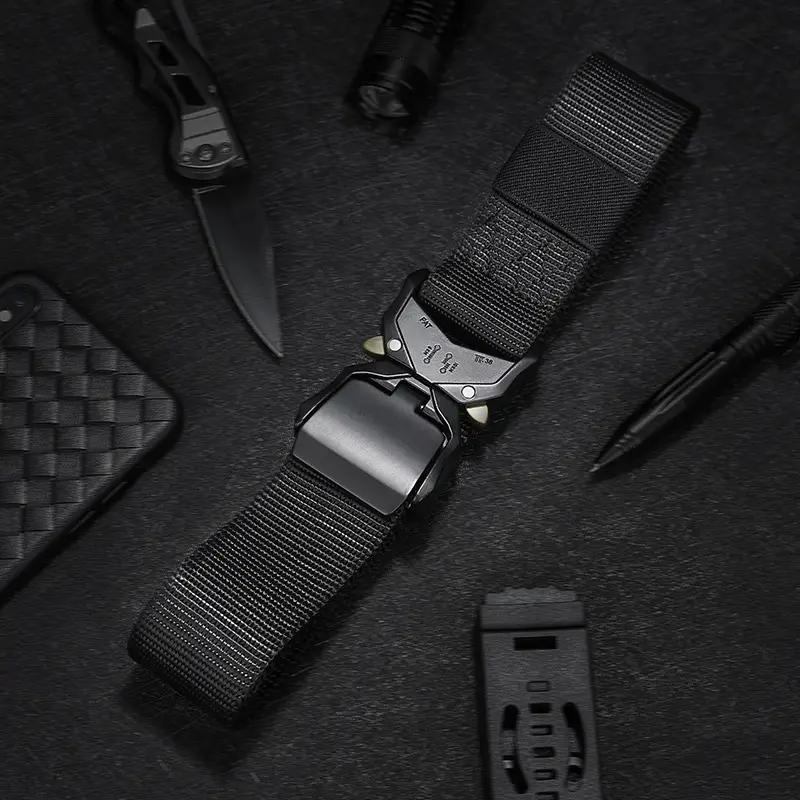 Men's Black Tactical Belt 3.8cm Non-Slip Tooling Nylon - Image 7