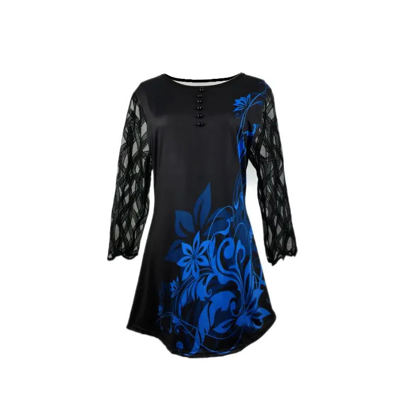 European American Cross-Border Women's T-Shirt Blue Christmas Print