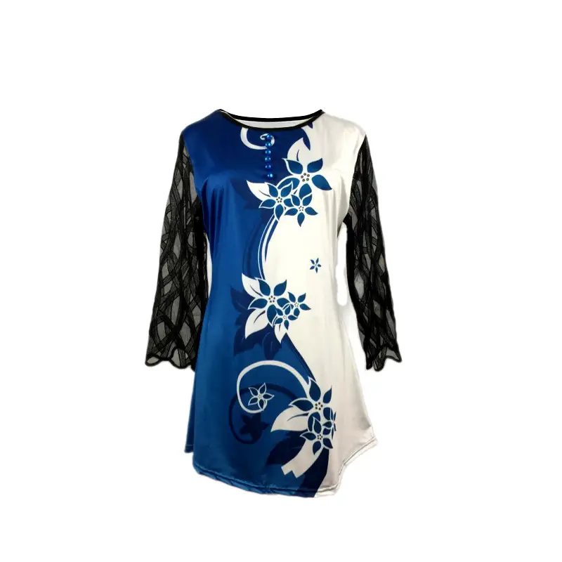 European American Cross-Border Women's T-Shirt Blue Christmas Print
