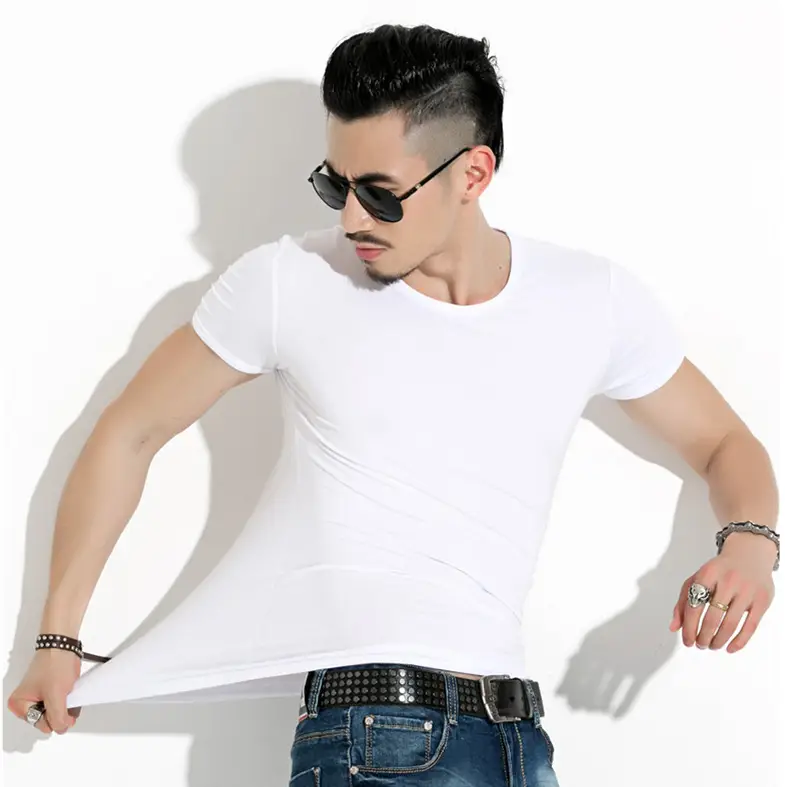 Men's White Short Sleeve T-Shirt Loose Fit Casual Wear - Image 17