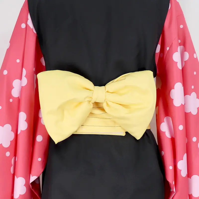 Children's Ghost Kill Team Cosplay Kimono Set Pink Black Yellow Bow - Image 9