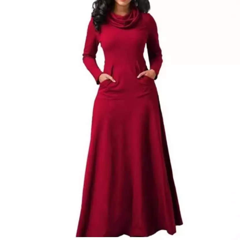 Black Long Sleeve Scarf Dress with Flap Pocket Pants - Image 8