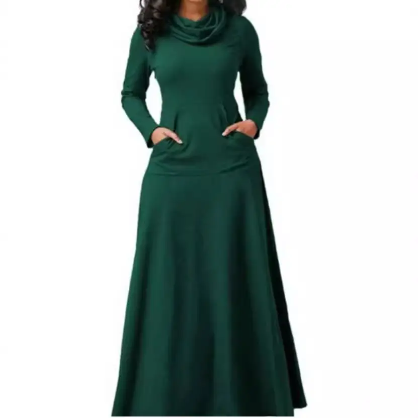 Black Long Sleeve Scarf Dress with Flap Pocket Pants - Image 9