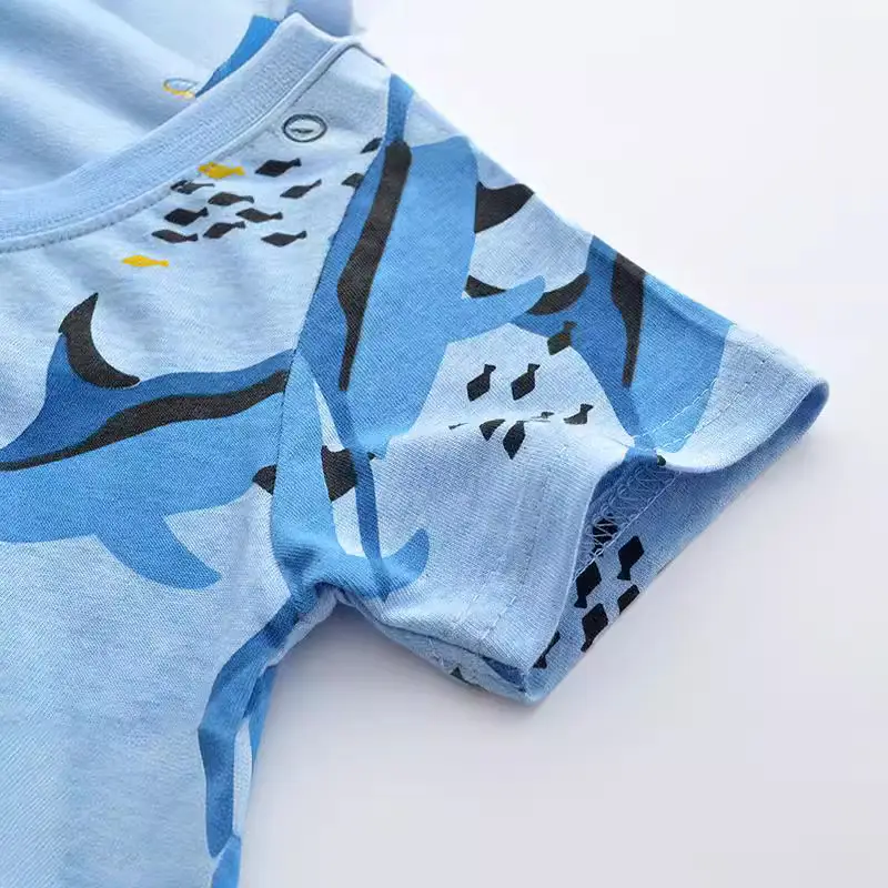 Blue Graphic Boys T-Shirt Short Sleeve Summer Wear