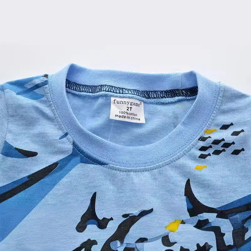 Blue Graphic Boys T-Shirt Short Sleeve Summer Wear