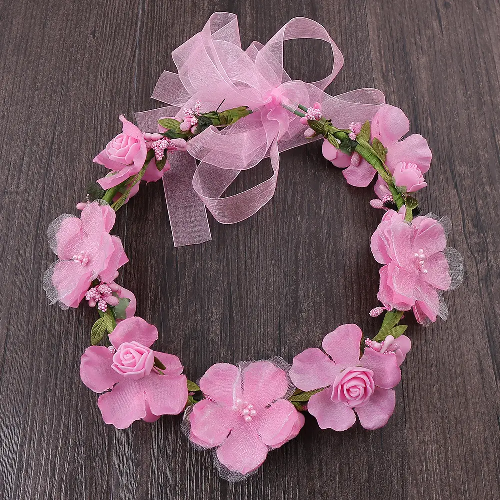 Pink Floral Rose Headband for Bridal Party Wear