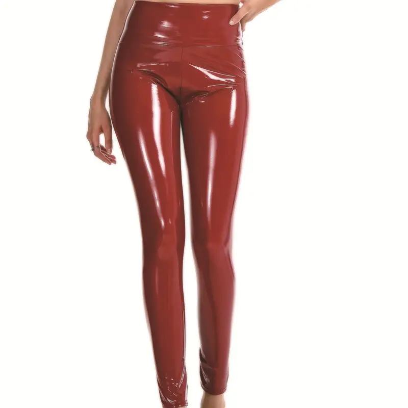 Black High Waist Leather Tights for Women