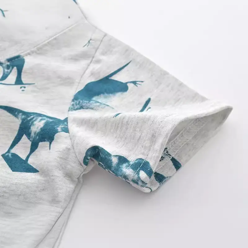 Boys Dinosaur Printed T-Shirt Grey Short Sleeve - Image 3
