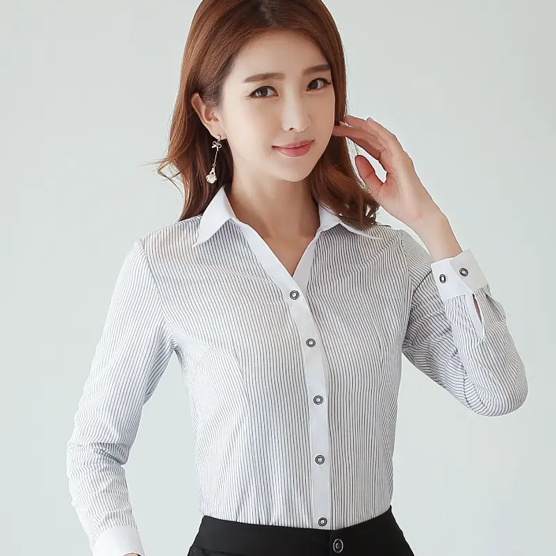 Women's White Slim Fit Long Sleeve Shirt - Image 5