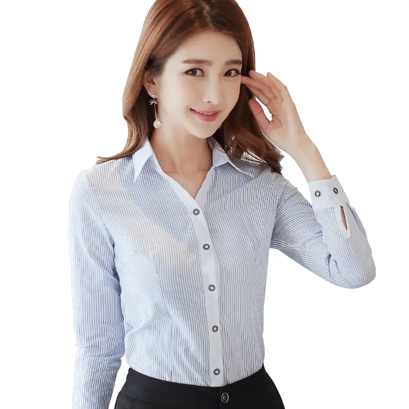 Women's White Slim Fit Long Sleeve Shirt - Image 8