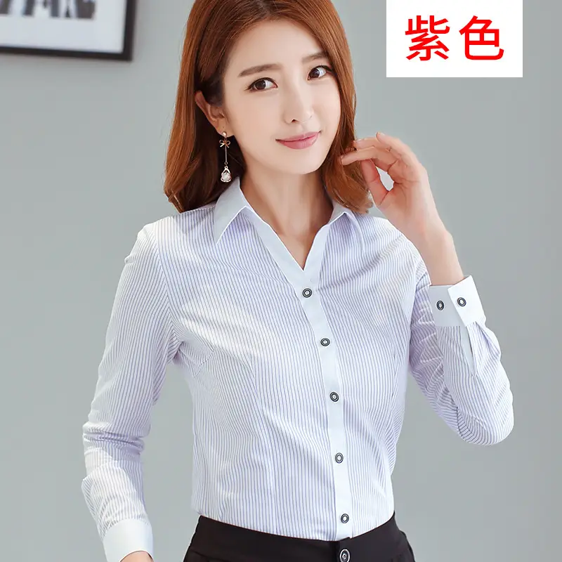 Women's White Slim Fit Long Sleeve Shirt - Image 3