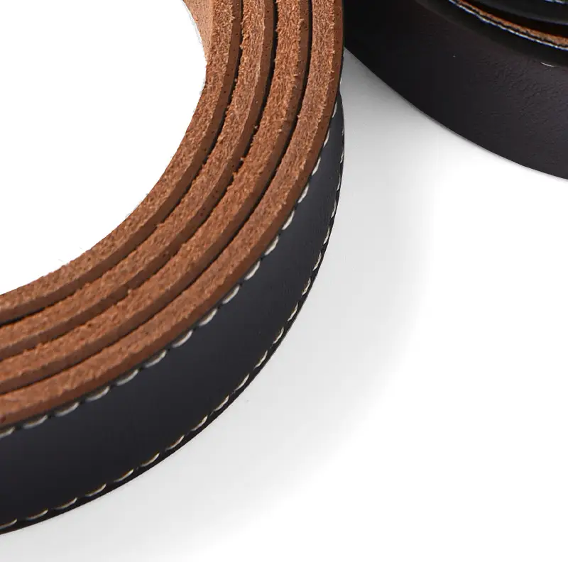 Men's Black Genuine Leather Belt with Gold Buckle β feature 10