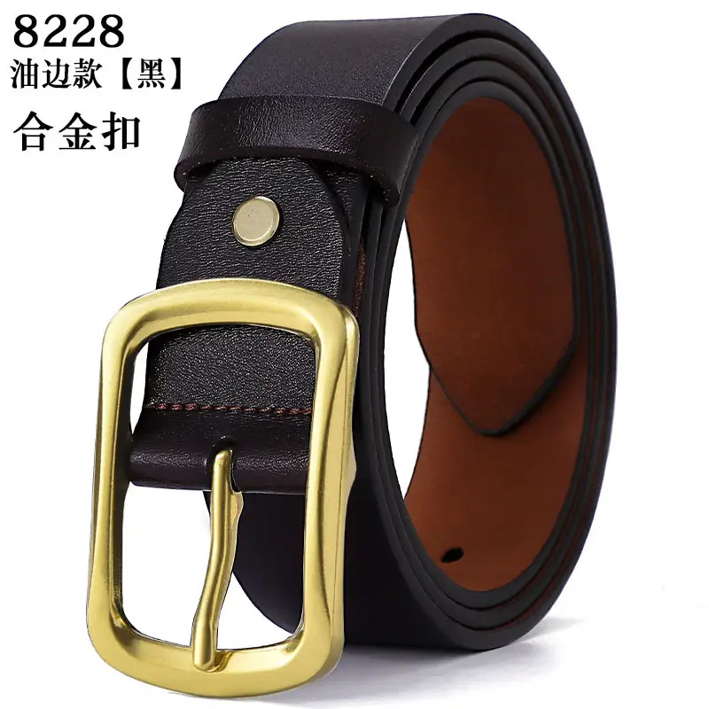 Men's Black Genuine Leather Belt with Gold Buckle β feature 22